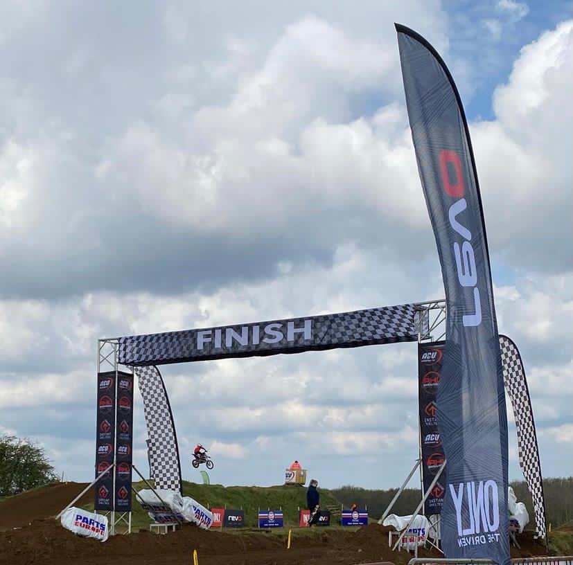 race event finish line banners and flags