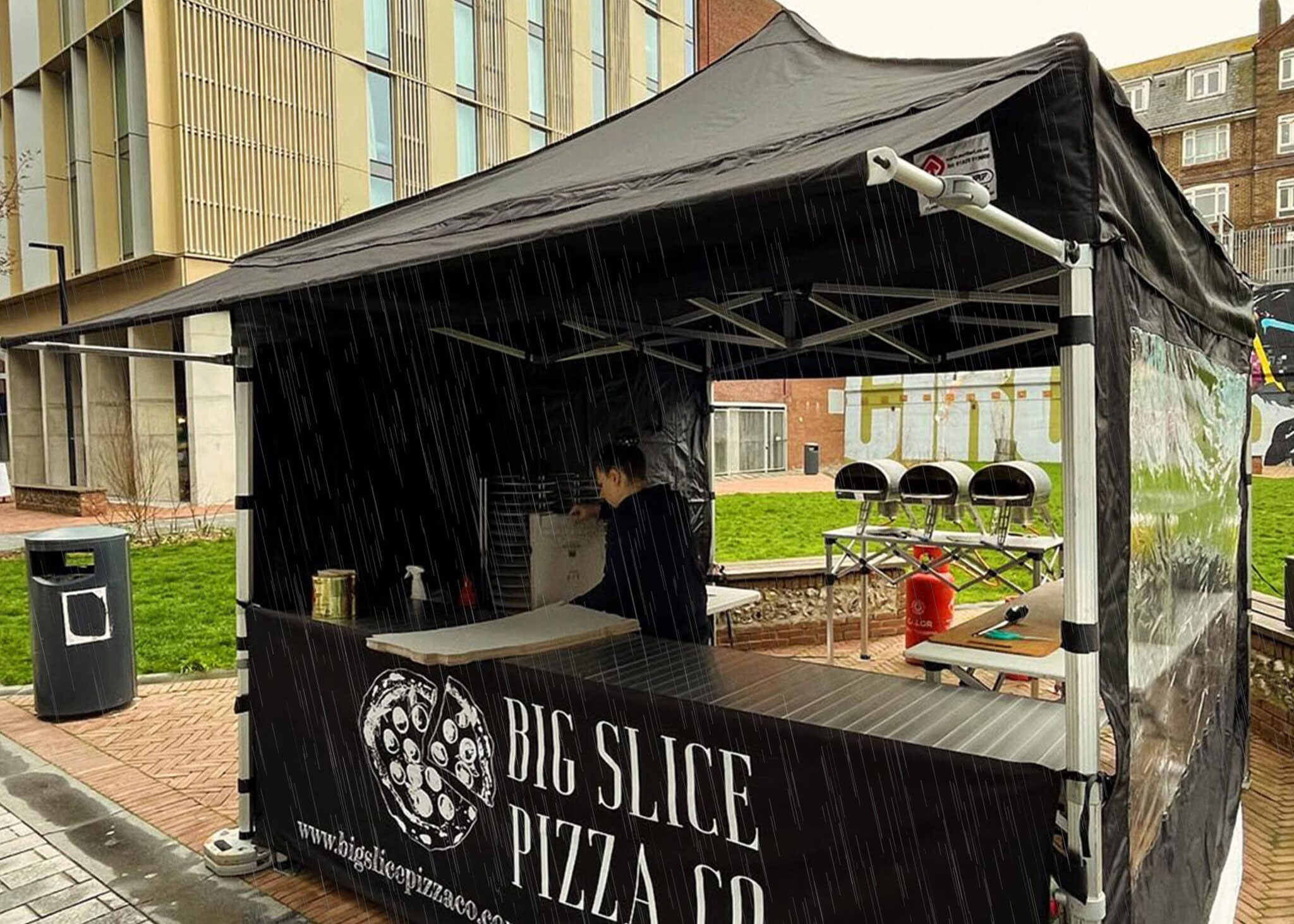 pop up pizza gazebo with rain awning