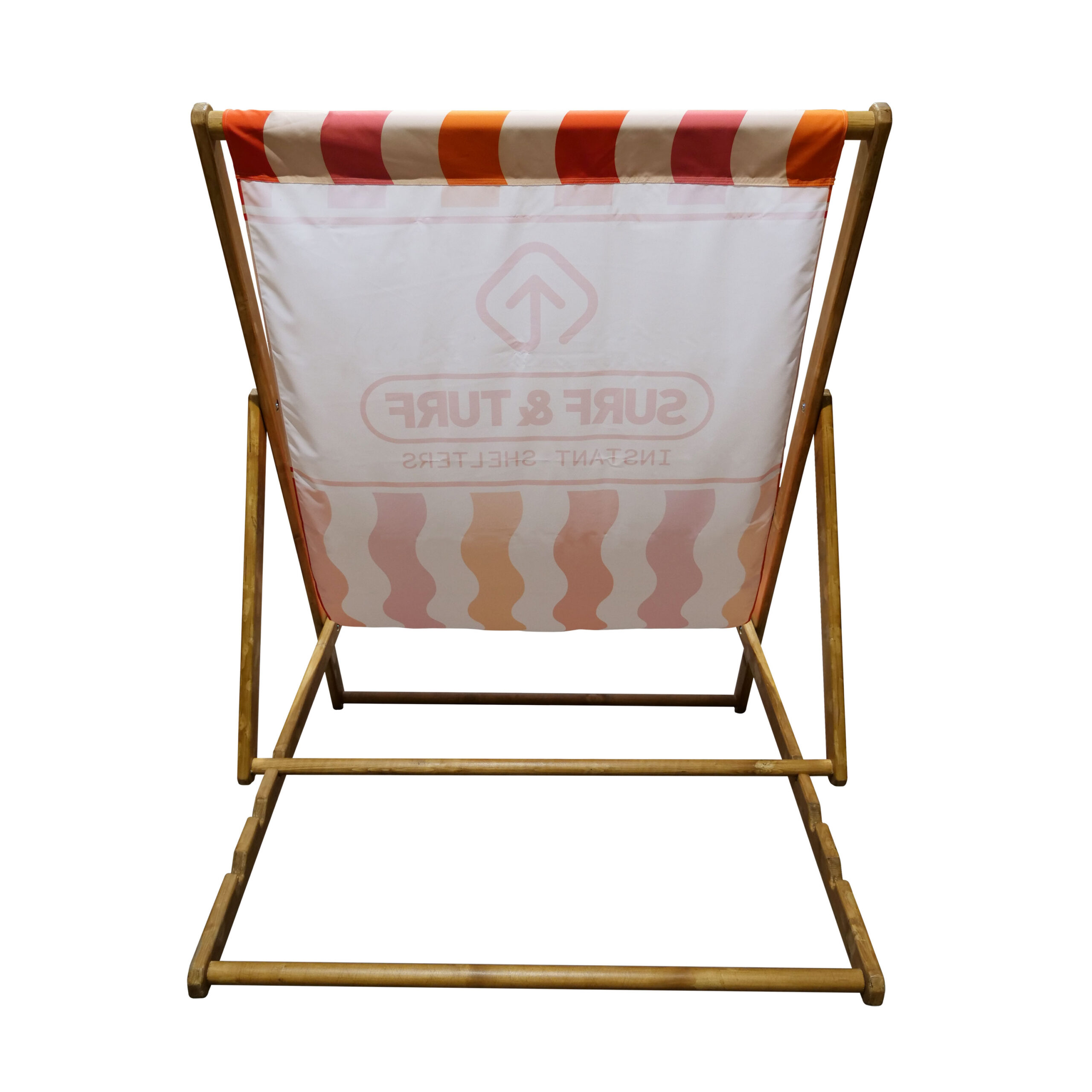 Giant custom printed deckchair for outdoor advertising and events, rear view