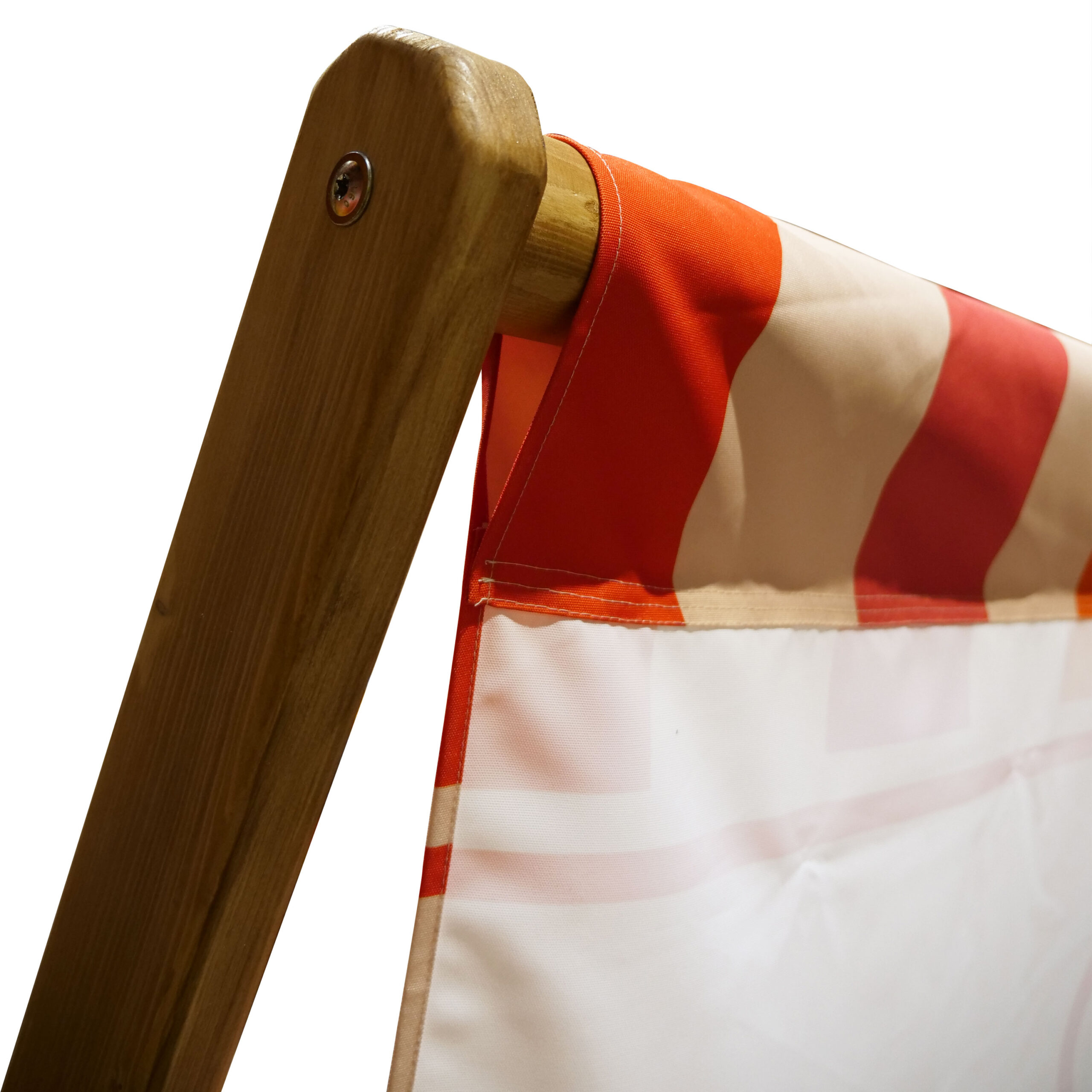 Close-up of the FSC-certified wooden frame and heavy-duty joints on the Giant Deckchair, highlighting sturdy construction.