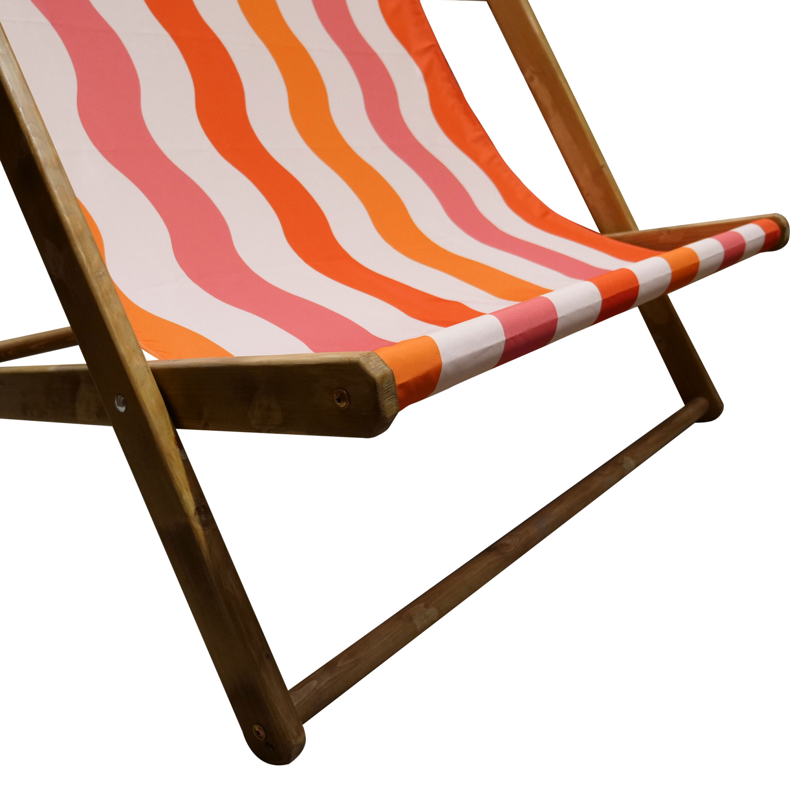 Detail shot of the premium 370g polyester fabric on the Giant Deckchair, showing water-resistant and fire-retardant texture.
